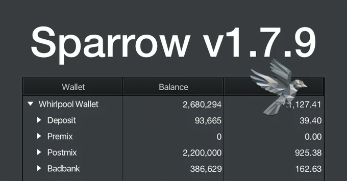 Sparrow Bitcoin Wallet Release 1.7.9